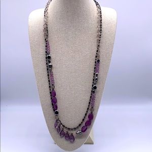 Chico's Long Beaded and Chain Statement Necklace